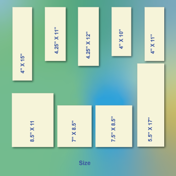 Speciallity Fold Sizes